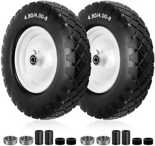 4.80/4.00-8" Tire Wheels 16" Heavy Duty Solid Flat-Free Replacement Tire with 5/8" or 3/4" Axle Borehole,3-7" Adjustable Centered Hub for Wheelbarrow Garden Trailer and Trolley by Cenipar