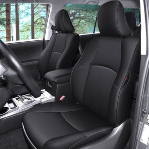 AOMSAZTO Custom Seat Covers for Toyota 4runner: 7 Seats 2010 2011 2012 2013 2014 2015 2016 2017 2018 2019 2020 2021 2022 2023 2024 Leather Car Seats Cover Full Set Black for 4 Runner 7 Seaters
