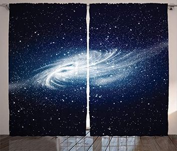 Space Decorations Curtains 2 Panel Set by Ambesonne Spiral Galaxy Image Space and Stars Celestial Cosmos Expanse Universe Modern Print Living Room Bedroom Decor 108 W X 90 L inches Navy White