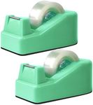 Yiautao 2Pcs Desktop Tape Dispenser Adhesive Roll Holder with Weighted Nonskid Base, Green (Tape not Included)