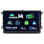 XTRONS 9" Android 14 DAB+ Car Stereo for VW Candy Golf Jetta Passat Polo Skoda Seat, Octa Core 4+64GB Radio Player with 4G AKM DSP 2K CarAutoPlay Auto GPS Navigation Bluetooth 5.0 New UI Cooling Syste