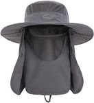 Staright Wide Brim Sun Hat with Detachable Neck Flap and Men Women Fishing Cap Outdoor Travel Hat