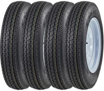 Garvee 4PCS 5.30-12 Trailer Tires with 12 in Rims – 5 Lug on 4.5 in, 2.95" Center Bore, 6PR, Speed Rating m, 1050 Lbs Capacity, 80 PSI Max, Multi Function Lawn Mower & Tractor Turf & Boat Tire