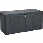 YITAHOME Outdoor Storage Box, 120 Gallon Waterproof Deck Box for Garden Tools, Patio Cushions, and Pool Accessories, Lockable, Easy Assembly, Versatile Bench or Table (Dark Gray)