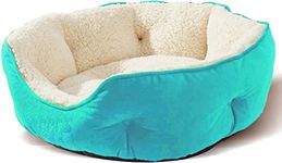 AMICA Dog Bed, Cat Beds For Indoor Cats, Velvet Pet Bed For Puppy & Kitty, Extra Soft & Machine Washable With Anti-Slip & Water-Resistant Oxford Bottom Medium Sky