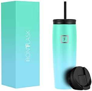 IRON °FLASK Nomad Tumbler - 710 ml, 2 Lids (Straw/Flip), Vacuum Insulated Stainless Steel Bottle, Double Walled, Thermo Coffee Travel Mug, Water Metal Canteen