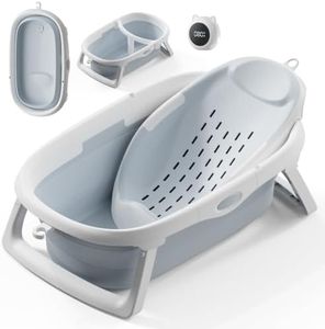 CheerTry 4-in-1 Collapsible Baby Bathtub for Newborn & Toddler 0-24M (Blue)