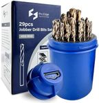 29pcs (1/16"-1/2") Drill Bit Set for Metal, Stainless Steel, Cast Iron, Wood, Plastic, Pro Edge Technology M35 Cobalt Bit Set Twist Jobber Drill Bits, Suitable for Hardened Metal, DIY with Storage Box