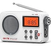 Tendak Portable Radio, Small Radio FM/AM, Transistor Radio with Excellent Sound Quality and Receiving/Storage Channel/Timing/Alarm Clock Function, Small Portable Radio Suitable for Travel and Camping