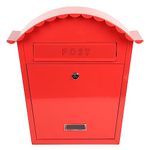 EMtronics Classic Style Wall Mounted Post Box Weatherproof Painted Steel and Lockable - Red