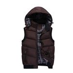 Men's Warmer Hooded Gilets, Chickwin Zip Sleeveless Padded Casual Vest Jacket Coat Soft Comfort Lightweight Outdoors Sports Running (L,Coffee color)