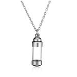 Jovivi Silver Cremation Stainless Steel Acrylic Cylinder Ashes Keepsake Necklace Memorial Cremation Jewellery Urn Pendant Necklace for Women Men