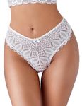 Avidlove Lace Cheeky Underwear for Women Criss Cross Bikini Panties White XXL