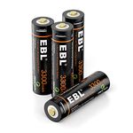 EBL 4 Pack AA Lithium Batteries, USB Rechargeable AA Battery, 3300mWh Long-Lasting, 1.5V Output, Includes Micro Charging Cable