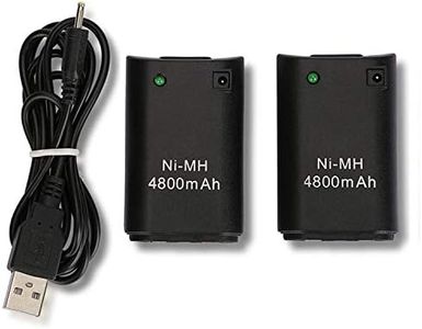 OSAN 2X 4800 mAh Ni-MH Direct-Charge Rechargeable Batteries for Xbox 360 Remote Controller with Charging Cable (Black)