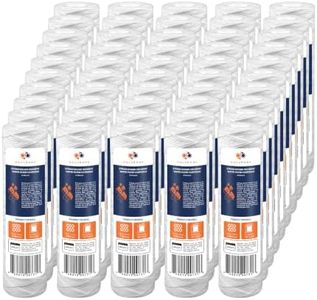Aquaboon Whole House 5 Micron 10 x 2.5 String Wound Sediment Water Filter Cartridge Replacement Compatible with Well Water Filter WHKF-WHSW, 50-Pack