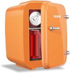 YASHE Mini Fridge, 4 Liter/ 6 Cans Skincare Fridge for Bedroom, 110V AC/ 12V DC Thermoelectric Cooler and Warmer for Drink, Office, Car, Orange