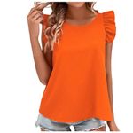 Smart Tops for Women UK Women's Summer Casual V Neck Striped Half Sleeve T Shirt Ladies Comfy Oversized Baseball Tshirts Tunic Tops Yoga Tops for Women UK Short Sleeve Top (Orange, S)