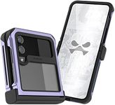 Ghostek Atomic Slim Galaxy Z Flip 4 Case - Clear Back with Purple Aluminum Bumper, Shockproof & Dual-Layer Protective Phone Case, Limited Edition Color for 2022 Samsung Z Flip 4 Case (6.7") (Purple)
