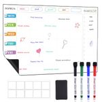 POPRUN Magnetic Weekly Family Planner Whiteboard Calendar for Fridge, A3 Meal Planner Board,Chores Chart for Family and Kids, Fridge Calendar Monday to Sunday, Dry Erase Board for Menu,Memo 43 x 28 cm