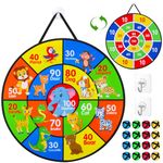 Xoolkly Kids Dart Board Set 26" Double Sided Dart Board Kids with 16 Sticky Balls Velcro Dart Board for Kids Foldable Indoor Outdoor Board Game Party Games Toys for 4 5 6 7 8 Year Old Boys Girls