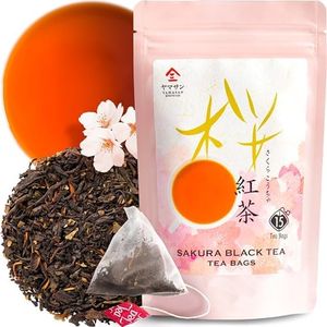 Sakura Japanese Loose Leaf Black Tea Bag 3g×15bags,Cherry Blossom Flavored Tea, Blended with cherry leaves 【YAMASAN】 (3g×15tea bags)