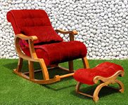 CRAFTCITY Rocking Chair/Colonial Rocking Chair/Traditional Rocking Armchair/Tropical Exotic Rosewood Wood/Antique Rocking Chair/Modern Appearance Chairs with Footrest (Red)