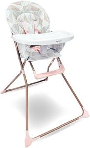 My Babiie MBHC1 Compact Highchair – Ultra Lightweight (5kg), Foldable, Easy Clean, Padded Seat, Footrest, Tray Cup Holder, for Toddler, from 6 Months to 3 Years (15kg) – Rose Geometric