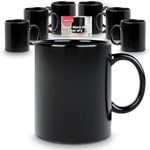 Large Black Mugs Sets of 6 | 570ml | Pint Mugs for Hot Drinks Ceramic Coffee Cup | Big Mugs with Handle | Black Coffee Mugs Set of 6, Mugs Black Coffee Mug Set of 6, Black Mugs Set of 6, Black Mug Set