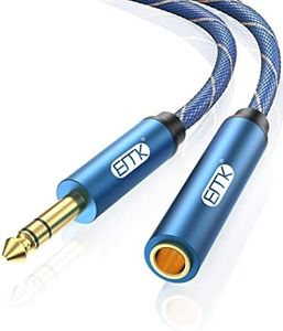 EMK 1/4 inch Extension Cable, 6.35mm 1/4" inch Male to Female Stereo Headphone Guitar Extension Cable Cord, Gold Plated Quarter inch Headphone Extension Cable (6.6FT/2M)