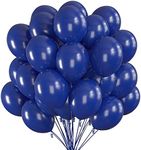 Prextex 75 Midnight Blue Party Balloons 12 Inch Deep Blue Balloons with Matching Color Ribbon for Theme Party Decoration, Wedding, Baby Shower, Birthday Parties Supplies or Arch Décor - Helium Quality