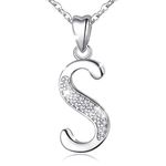 Initial Necklace Sterling Silver Letter Necklace Letter S Alphabet Personalized Pendant Jewellery with Cubic Zirconia Gifts for Women Girls AEONSLOVE