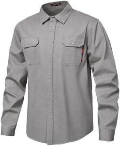 DPSAFETY FR Shirt 7oz Fire Resistant Shirts Men's,CAT2 Welding Shirt 100% Cotton Flame Resistant Shirts Gray (6X-Large)
