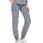 Sizoer Scrub Bottoms for Women Healthcare Medical Doctor Uniform Pants Nurse Hospital Scrubs Work Wear Pant Bottoms with Zipper Pockets Unisex Medical Uniform Scrub Trouser Grey