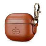 Dreem Om AirPods 3 Case Cover with Keychain Clip for Apple AirPods 3rd Generation, Vegan Leather AirPod Case for Men & Women, Luxury Earbuds Accessory for iPhone - Caramel