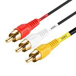 Cmple - 3-Male RCA to 3-Male RCA Composite Video Audio A/V AV Cable Gold Plated - 12 Feet, Black (29793638)