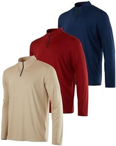 Real Essentials Mens Big and Tall King Size Quarter 1/4 Zip Pullover Long Sleeve Athletic Dry Fit Shirt Gym Running Golf Half Zip Top Workout Sweatshirts Sweater Jacket, Set 13, 5X,Pack of 3