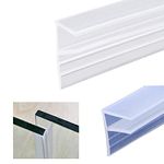 ELECDON Glass Door Seal Strip, Frameless Glass Shower Door Sweep, Door Bottom Side/Corner Side Seal Strip Seal Rubber, Stop Shower Leaks and Create a Water Barrier, 10mm Thickness, 5M Length (F Type)