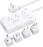 2000W Voltage Converter US to Europe for Hair Dryer, 220V to 110V Converter for European Travel Plug Adapter with 3 AC 2 USBC 2 USBA Ports, Travel Essential with EU UK IT AU Plug (White)