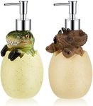 Dinosaur Soap Dispenser 2 Pieces Egg Kids Soap Dispenser Cute Dinosaur Bathroom Accessories Animal Shower Lotion Liquid Refillable Shampoo Bottle with Pump for Kitchen Bath Countertop Decor