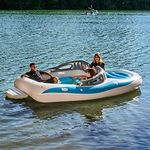 Aquayam Lake Floats 6 Man Boat Float Floating Island for Lake Inflatables Lake Toys for Adults and Family | Giant Inflatable Island Rafts Includes Air Pump, Extendable Oars, Repair Kit and Carry Bag