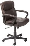 Amazon Basics Classic Faux Leather-Padded Mid-Back Office Computer Desk Chair with Armrest - Brown