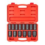 TEKTON 1/2 Inch Drive Deep 6-Point Impact Socket Set, 14-Piece (25-38 mm) | SID92333