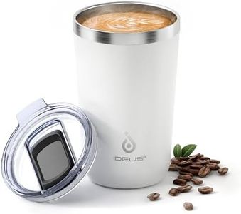 Ideus 20 oz Tumbler, Travel Coffee Mug with Splash Proof Sliding Lid, Double Wall Stainless Steel Vacuum Insulated Coffee Mug for Home and Office, Keep Beverages Hot or Cold, White