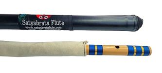 Satyabrata Flute/A Sharp Bass Right Handed Bamboo flute 23 Inches (BLUE)