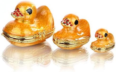 YU FENG Family Duck Trinket Boxes Hinged Collectible Painted Enameled Jeweled Duck Figurine Animal Jewelry Ring Holder Box