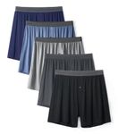 DAVID ARCHY Mens Underwear Bamboo Rayon Boxers for Men Breathable and Cool Men's Boxer Shorts with Button Fly 5 Pack (M, Light Blue/Navy Blue/Black/Gray/Dark Gray)