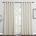 PONY DANCE Thermal Blackout Curtains for Bedroom - Extra Long Curtains 90 Inch Drop Super Soft Material Silver Wave Line Foil Printed Window Treatment Drapes, Light Beige, 66 Inch Wide, 2 Panels