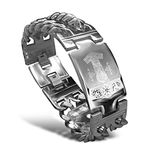 bahamut Mens Viking Odin Gungnir Mjolnir Stainless Steel Cool Cuban Chain Link Bracelet for Men,Norse Cuff Wristband Jewelry (Silver Mjolnir)