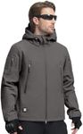 FREE SOLDIER Men's Outdoor Waterproof Soft Shell Hooded Military Tactical Jacket (Gray Small/US)